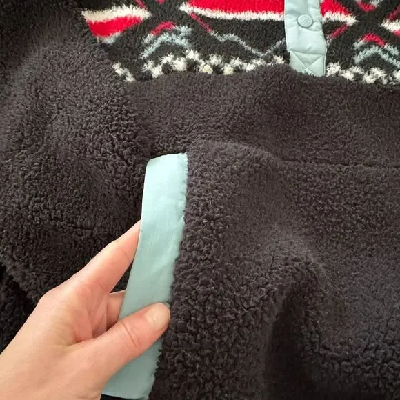 Columbia S Big Timber Peak Half Snap Cozy Cabincore Sherpa Fleece Black Red Blue - Picture 6 of 14